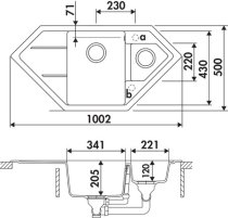 Beépíthető gránit mosogató LUISINA CORNER SINK EV22432236 Puro