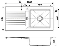 Beépíthető kompozit mosogató Naturalite SOLAIRE EV296VEAP 006 White