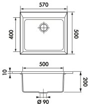 Beépíthető gránit mosogató LUISINA QUADRILLE EV987 022E Grismetal