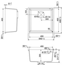 Aláépíthető gránit mosogató LUISINA QUADRILLE EVSP982 022E Grismetal