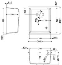 Aláépíthető gránit mosogató LUISINA QUADRILLE EVSP984 022E Grismetal