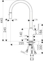 Konyhai nemesacél színű csaptelep CHAMBORD EMMA RC135DO065 Brushed nickel