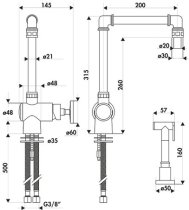 Konyha indusztriális csaptelep CHAMBORD QUEEN RC947DO 087 Rame cerato