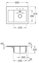 Beépíthető kerámia mosogató Villeroy & Boch Subway 45 Compact right Almond 331302AM