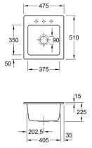 Beépíthető kerámia mosogató Villeroy & Boch Subway 45 XS StoneWhite 678102RW