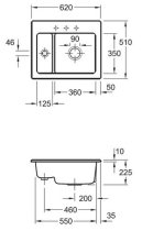 Beépíthető kerámia mosogató Villeroy & Boch Subway 60 XM Snow White 678002KG