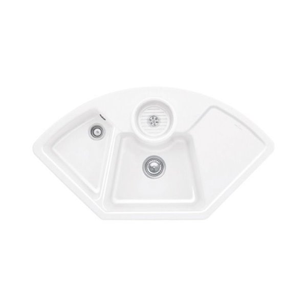 Beépíthető kerámia mosogató Villeroy & Boch Solo corner Snow White 670802KG