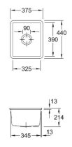 Beépíthető kerámia mosogató Villeroy & Boch Subway 45 SU Undercounter Stone White 332402RW