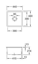 Beépíthető kerámia mosogató Villeroy & Boch Subway 50 SU Undercounter Ivory 332502FU