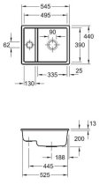 Beépíthető kerámia mosogató Villeroy & Boch Subway 60 XU Undercounter Ivory 675802FU