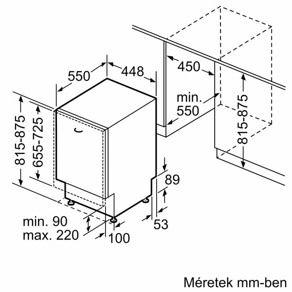 Beépíthető mosogatógép (45) INTEGRÁLT Bosch SPV6YMX08E