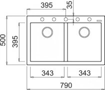 Gránit mosogatótálca aláépíthető ELLECI Quadra 350 M79 aluminium BSO