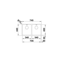 Inox prémium mosogatótálca BLANCO ANDANO 340_340-IF excenter nélkül InFino