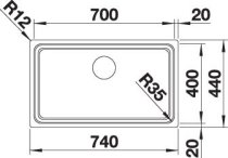 Inox prémium mosogatótálca BLANCO ETAGON 700-IF selyemfényű excenter nélkül