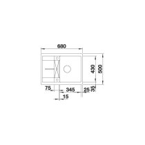 Gránit mosogatótálca BLANCO METRA 45 S Compact antracit excenter nélkül