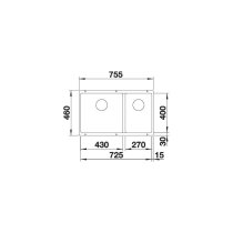 Gránit mosogatótálca BLANCO SUBLINE 430_270-U antracit excenter nélkül