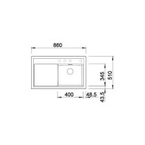 Gránit mosogatótálca BLANCO ZENAR 45S fekete jobbos tartozék nélkül
