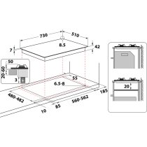 Beépíthető Gázfőzőlap Whirlpool GMWL 728 IXL